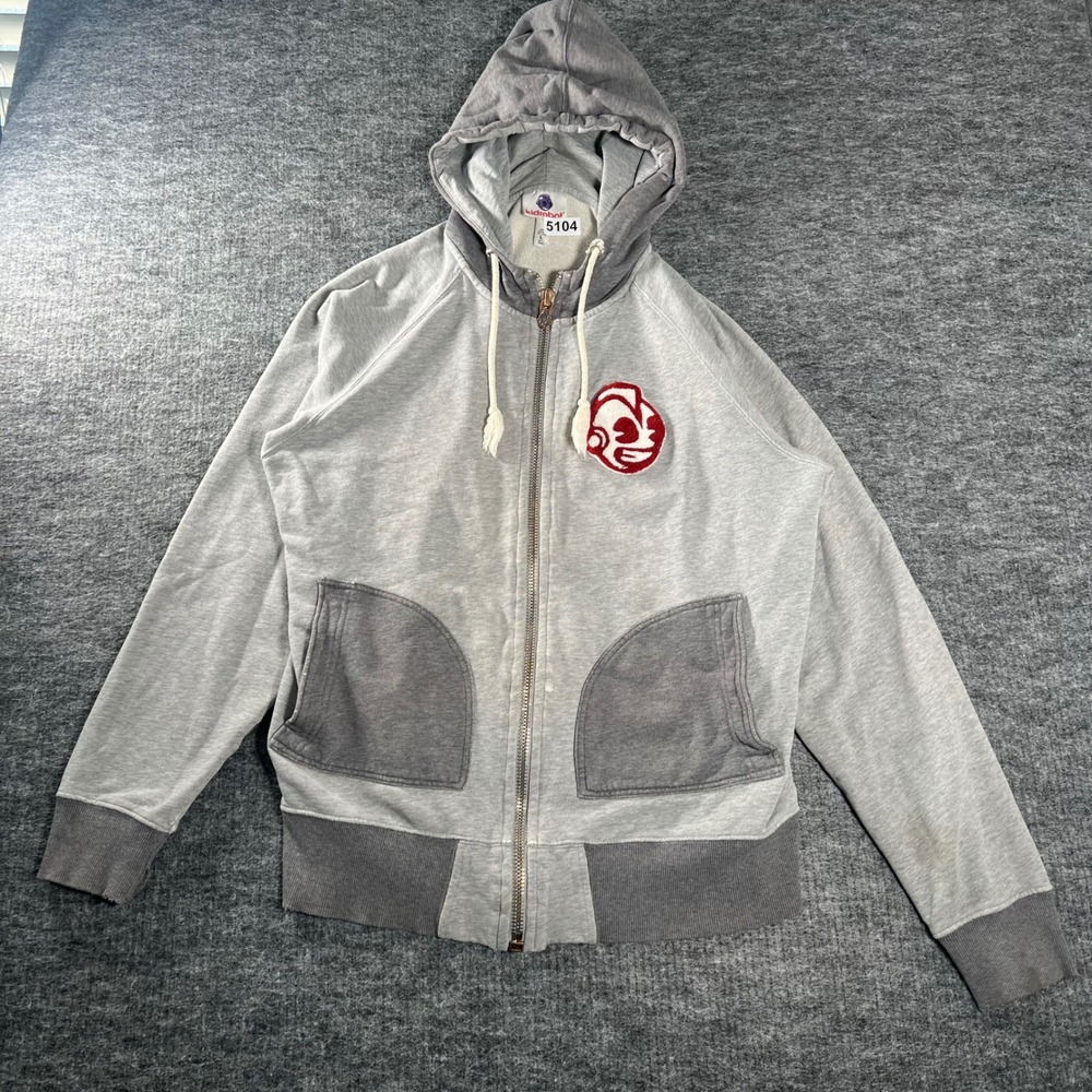 Kidrobot Mens Full Zip Hoodie Grey Colorblock Embroidered Logo Streetwear Large